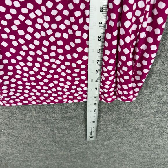 Susan Graver Blouse Women XL Purple Polka Dot Short Sleeve Round Neck Casual - Picture 6 of 7